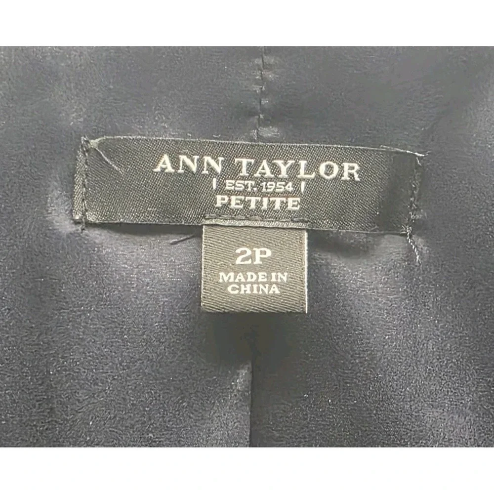 ANN TAYLOR Single‎ Breasted Blazer Womens 2P Lapel Neck Long Sleeve Buckle Blue